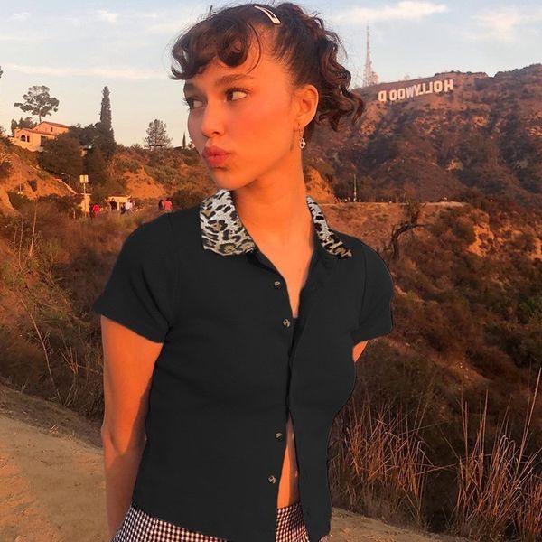 women turn-down collar leopard printed tshirt woman casual korean crop tshirts cotton women basic black harajuku tee shirt y200111, White
women turn-down collar leopard printed tshirt woman casual korean crop tshirts cotton women basic black harajuku tee shirt y200111, White