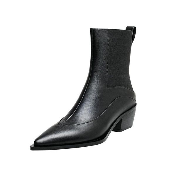 genuine leather thick high heels female ankle boots elegant elastac band shoes woman wonter party basic boots, Black
genuine leather thick high heels female ankle boots elegant elastac band shoes woman wonter party basic boots, Black