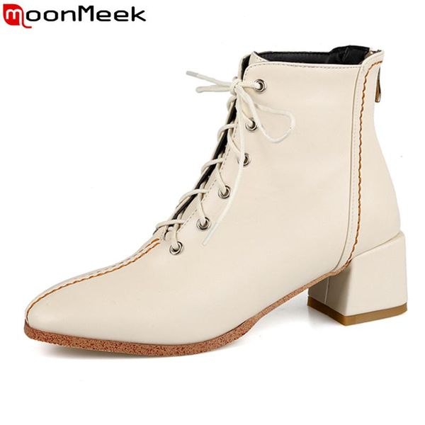 moonmeek 2020 new ankle boots comfortable pu leather ladies shoes fashion lace up black white color women boots
moonmeek 2020 new ankle boots comfortable pu leather ladies shoes fashion lace up black white color women boots