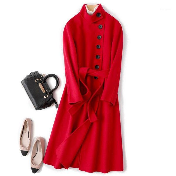 100% wool coat women 2020 red double-sided cashmere coat long autumn winter korean belt slim temperament wool high end1, Black
100% wool coat women 2020 red double-sided cashmere coat long autumn winter korean belt slim temperament wool high end1, Black