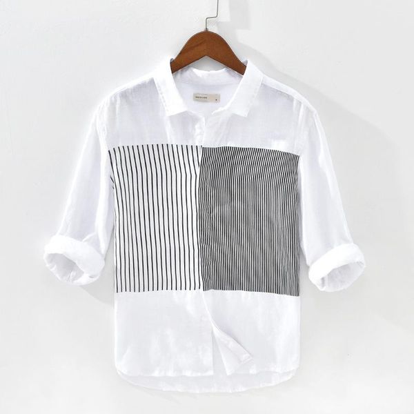 men's casual shirts patchwork 100% linen three-quarter sleeve shirt men summer thin breathable flax dress camisa masculina ts-62, White;black
men's casual shirts patchwork 100% linen three-quarter sleeve shirt men summer thin breathable flax dress camisa masculina ts-62, White;black