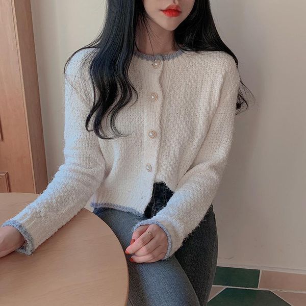 knitted cardigan sweater crop women 2020 new fashion korean style beading button chic elegant autumn winter sweaters, White
knitted cardigan sweater crop women 2020 new fashion korean style beading button chic elegant autumn winter sweaters, White