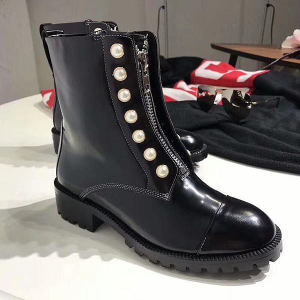 women shoes ankle boots lace up genuine patent leather pearl decor female shoe autumn winter round toe, Black
women shoes ankle boots lace up genuine patent leather pearl decor female shoe autumn winter round toe, Black