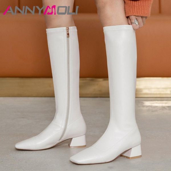 boots annymoli women knee high shoes real leather mid heel ladies square toe zip block heels long autumn winter 40, Black
boots annymoli women knee high shoes real leather mid heel ladies square toe zip block heels long autumn winter 40, Black