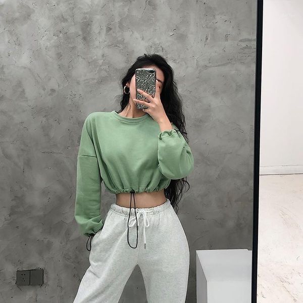 women's hoodies & sweatshirts europe loose round neck pullover sweatshirt short navel drawstring waist fashion womens autumn 9vx51, Black
women's hoodies & sweatshirts europe loose round neck pullover sweatshirt short navel drawstring waist fashion womens autumn 9vx51, Black