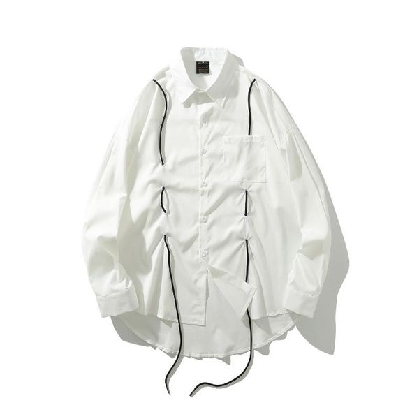 # 1668 белые мужские рубашки с длинным рукавом кулиской streetwear хип-хоп рубашка мужчины сыпучие повседневная мужчины рубашка с длинным ру, White;black
# 1668 белые мужские рубашки с длинным рукавом кулиской streetwear хип-хоп рубашка мужчины сыпучие повседневная мужчины рубашка с длинным ру, White;black