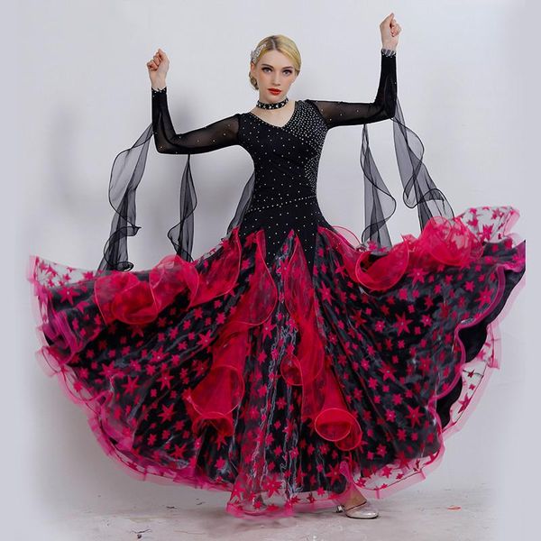 stage wear ballroom dance dresses for women elegant skirt costumes standard professional modern tango swing dancing bl07, Black;red
stage wear ballroom dance dresses for women elegant skirt costumes standard professional modern tango swing dancing bl07, Black;red