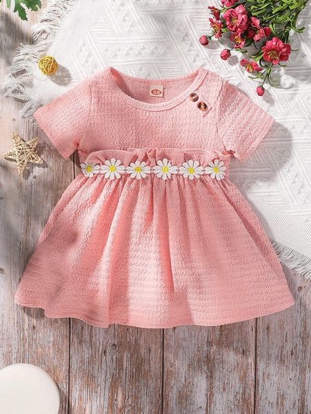 baby ruffle trim appliques button detail dress she, Red;yellow
baby ruffle trim appliques button detail dress she, Red;yellow