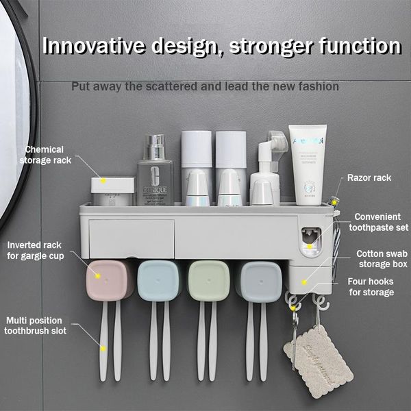 toothbrush holder automatic toothpaste dispenser with cup wall mount couple toiletries storage rack bathroom accessories set
toothbrush holder automatic toothpaste dispenser with cup wall mount couple toiletries storage rack bathroom accessories set