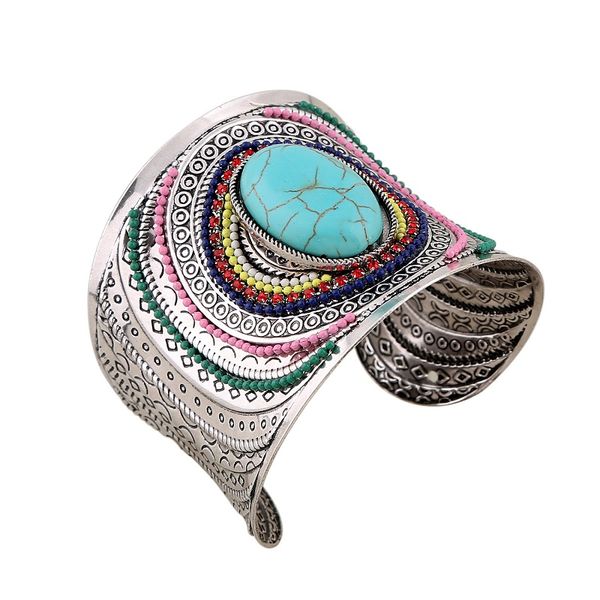 bohemian jewelry for women fashion bangles multicolor gemstone alloy bangle national style open adjustable cuff bangle, Black
bohemian jewelry for women fashion bangles multicolor gemstone alloy bangle national style open adjustable cuff bangle, Black