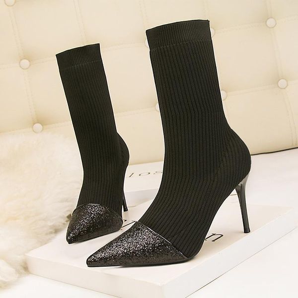 boots high heels women booties luxury bling pointed toe stiletto ladies shoes autumn winter black knitting elastic sock
boots high heels women booties luxury bling pointed toe stiletto ladies shoes autumn winter black knitting elastic sock
