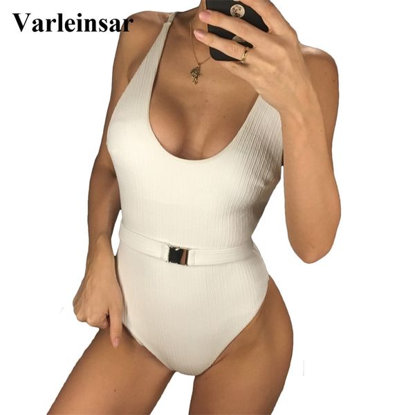 5 color new women swimwear ribbed high cut one piece swimsuit female bather with belt bathing suit swim monokini lady v1159 y200319, White;black
5 color new women swimwear ribbed high cut one piece swimsuit female bather with belt bathing suit swim monokini lady v1159 y200319, White;black