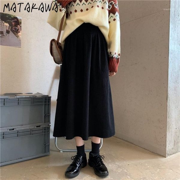 matakawa solid color pleated corduroy long a-line skirts womens 2020 winter new korean high waist woman skirts1, Black
matakawa solid color pleated corduroy long a-line skirts womens 2020 winter new korean high waist woman skirts1, Black