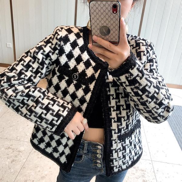chic retro houndstooth wool jacket women thick office lady patchwork work coat ladies slim outwear, Black
chic retro houndstooth wool jacket women thick office lady patchwork work coat ladies slim outwear, Black