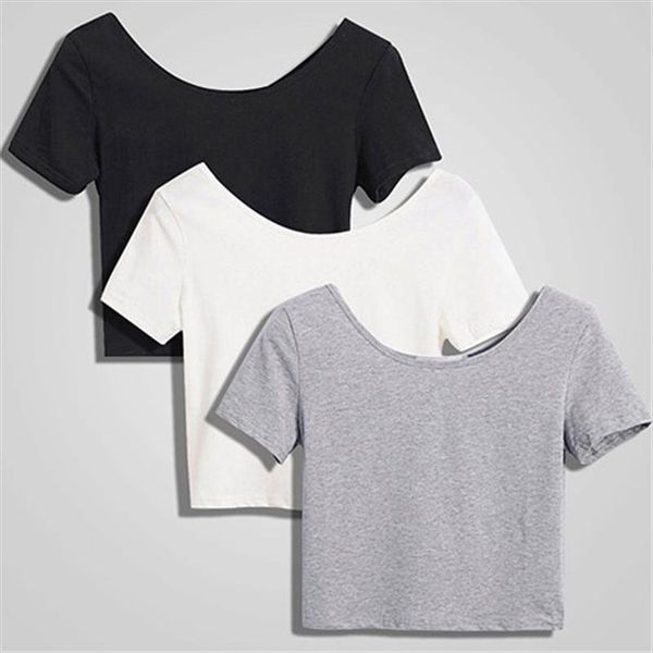 2021 summer women fashion crop shirt solid color o neck short sleeve t shirt women casual tees nz503t1, White 
2021 summer women fashion crop shirt solid color o neck short sleeve t shirt women casual tees nz503t1, White