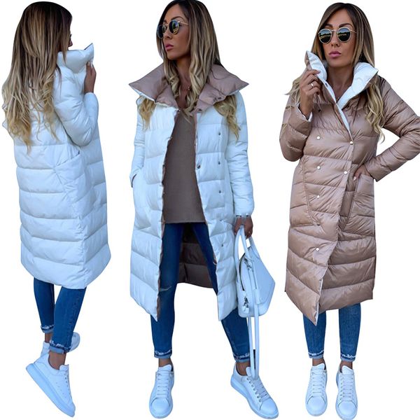 women double-sided coat winter warm long jacket casual solid colour ladies coat outwear cotton abrigos mujer invierno d20 201026, Black
women double-sided coat winter warm long jacket casual solid colour ladies coat outwear cotton abrigos mujer invierno d20 201026, Black