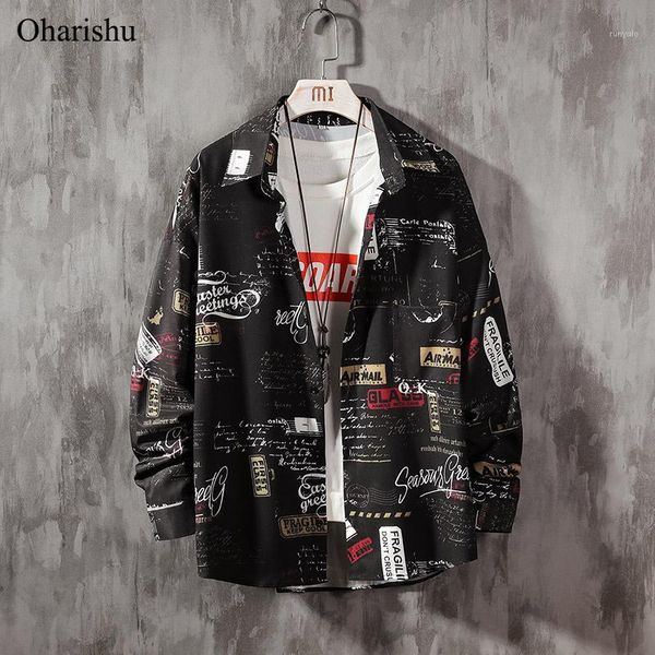 spring men's casual shirt new fashion letters graffit printed long sleeve shirts mens clothes trend business shirt plus size 5xl1, White;black 
spring men's casual shirt new fashion letters graffit printed long sleeve shirts mens clothes trend business shirt plus size 5xl1, White;black