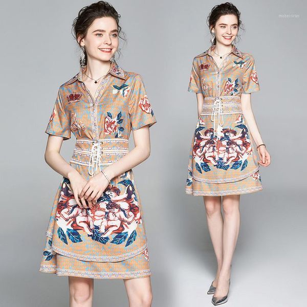 summer turn-down collar short sleeve retro angel print dress belt plus size female vintage slim ladies shirt dress1, White
summer turn-down collar short sleeve retro angel print dress belt plus size female vintage slim ladies shirt dress1, White