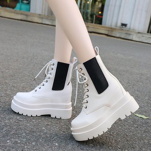 boots nice autumn winter lace up ankle 2021 woman pu leather short botas mujer women height increasing chunky platform shoes, Black
boots nice autumn winter lace up ankle 2021 woman pu leather short botas mujer women height increasing chunky platform shoes, Black