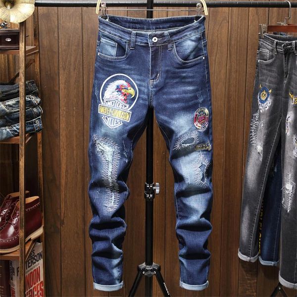 male jeans men men's jean homme denim slim fit pants trousers straight blue biker printing ripped spijkerbroeken heren hip hop
male jeans men men's jean homme denim slim fit pants trousers straight blue biker printing ripped spijkerbroeken heren hip hop