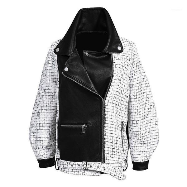patchwork pu jackets for women lapel long sleeve plaid hit color loose streetwear coats female 2020 autumn clothing new d0101, Black;brown
patchwork pu jackets for women lapel long sleeve plaid hit color loose streetwear coats female 2020 autumn clothing new d0101, Black;brown