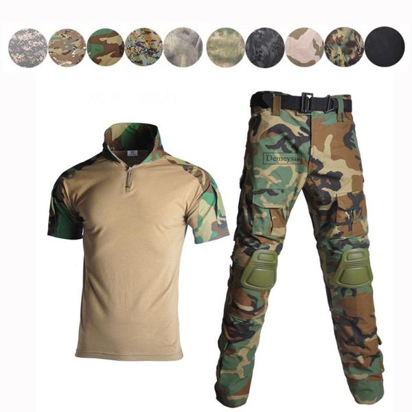 hunting sets tactical uniform short sleeve t shirts + pants with knee pads multicam army combat rip-strousers and set, Camo
hunting sets tactical uniform short sleeve t shirts + pants with knee pads multicam army combat rip-strousers and set, Camo