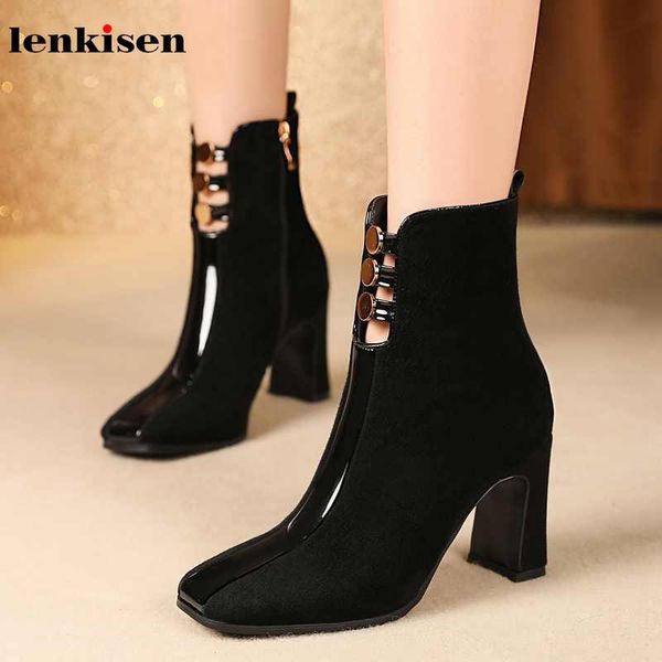 boots lenkisen genuine leather square toe high heels metal buckle fasteners fashion noble winter keep warm women ankle l09, Black
boots lenkisen genuine leather square toe high heels metal buckle fasteners fashion noble winter keep warm women ankle l09, Black
