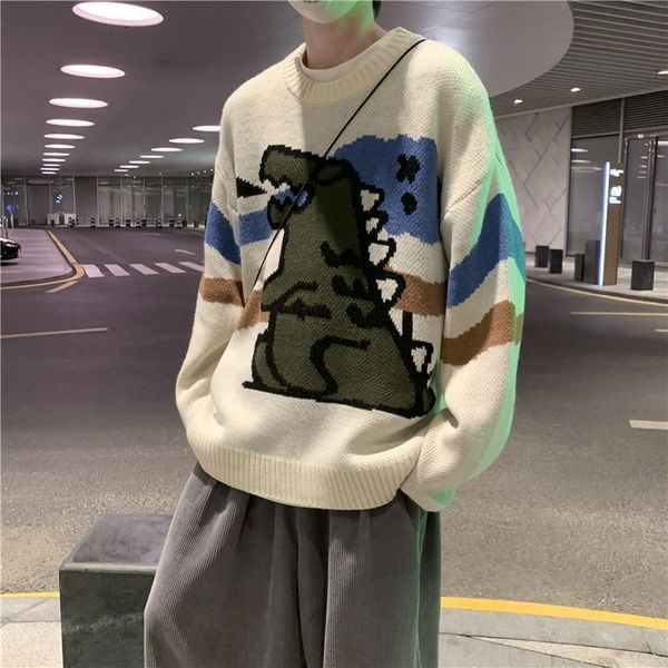 new around 2021 neck of the cartoon small dinosaur male tendency wild street wide knitted sweater zrmd ro41, White;black
new around 2021 neck of the cartoon small dinosaur male tendency wild street wide knitted sweater zrmd ro41, White;black