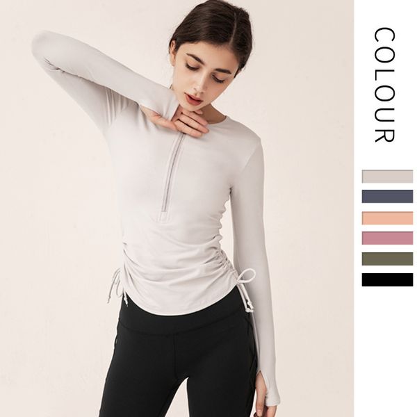 tight yoga outfits suit long sleeve t-shirt with drawstring waist retraction running women's fitness suit zipper coat, White;red
tight yoga outfits suit long sleeve t-shirt with drawstring waist retraction running women's fitness suit zipper coat, White;red