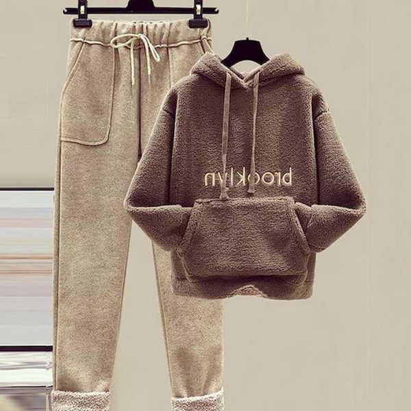 autumn winter fashion suit female students korean version loose plus velvet thickening imitation lamb wool hoodies nine points w, Gray
autumn winter fashion suit female students korean version loose plus velvet thickening imitation lamb wool hoodies nine points w, Gray