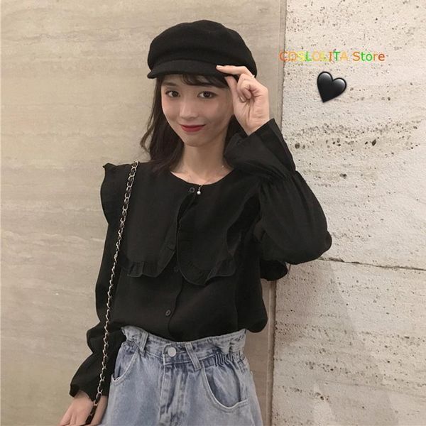 spring autumn japanese women long sleeve blouse ctue doll collar ruffle flared kawaii soft sister loose wild student shirt 1, White
spring autumn japanese women long sleeve blouse ctue doll collar ruffle flared kawaii soft sister loose wild student shirt 1, White
