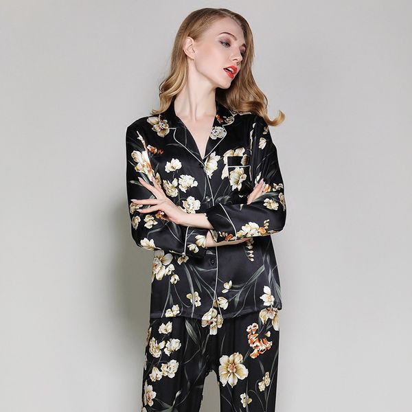 genuine silk 100% flowers sets of skimpy black noble autumn women's pajamas women 6phz, Black;brown
genuine silk 100% flowers sets of skimpy black noble autumn women's pajamas women 6phz, Black;brown