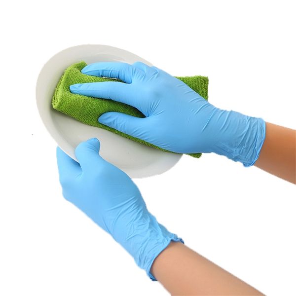 100pcs disposable latex black white blue non-slip rubber protective nitrile gloves for universal work garden household cleaning