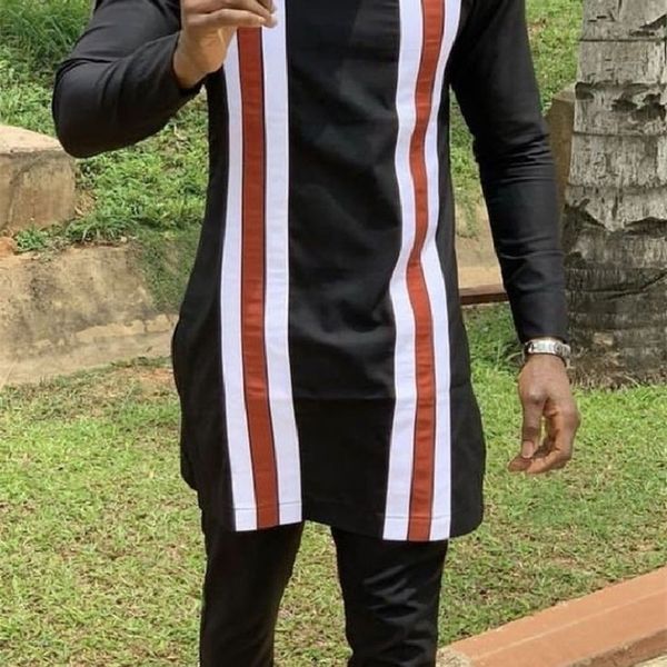 o-neck shirts man orange/white cloth strip patchwork and solid black trousers tailor-made african fashion men's pant sets 201109, Gray
o-neck shirts man orange/white cloth strip patchwork and solid black trousers tailor-made african fashion men's pant sets 201109, Gray