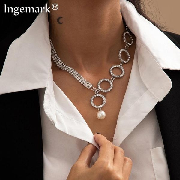 luxury full crystal circle chain necklace women wedding bridal punk goth rhinestone pearl pendant choker valentines day jewelry, Silver
luxury full crystal circle chain necklace women wedding bridal punk goth rhinestone pearl pendant choker valentines day jewelry, Silver