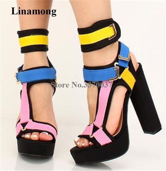 new design women fashion open toe patchwork high platform chunky heel sandals mixed colors ankle straps buckles high heel sandal1, Black
new design women fashion open toe patchwork high platform chunky heel sandals mixed colors ankle straps buckles high heel sandal1, Black