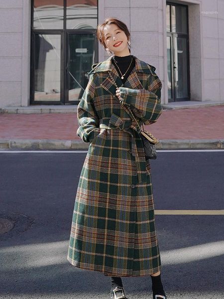 2020 fashion winter green plaid woolen coat women's over knee new korean thickened cashmere wool jacket female outwear fall1, Black
2020 fashion winter green plaid woolen coat women's over knee new korean thickened cashmere wool jacket female outwear fall1, Black