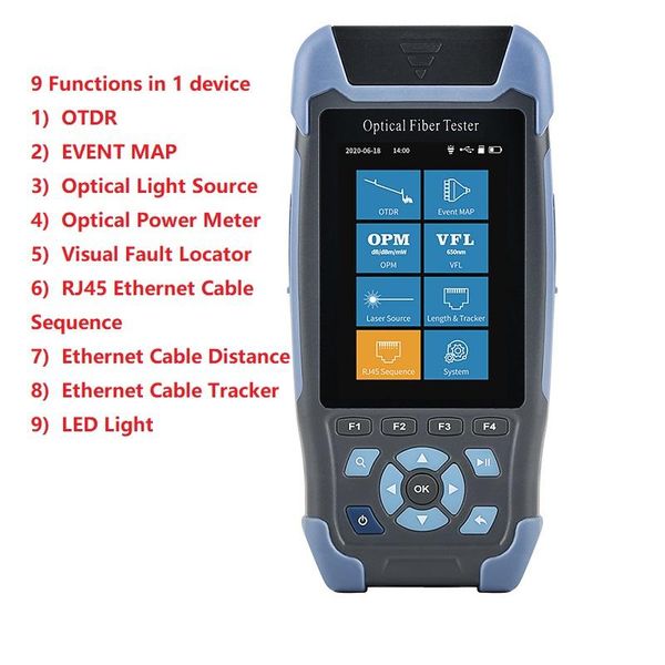 fiber optic equipment ftth mini otdr optical time-domain reflectometer with 9 functions vfl ols opm ethernet cable tester
fiber optic equipment ftth mini otdr optical time-domain reflectometer with 9 functions vfl ols opm ethernet cable tester