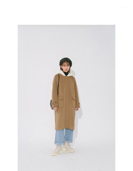 women's wool & blends autumn and winter korean edition simple pure-colour hat single-row button coat1, Black
women's wool & blends autumn and winter korean edition simple pure-colour hat single-row button coat1, Black