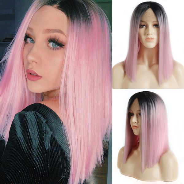 charisma short wig ombre pink wigs middle part synthetic lace front wig for women short bob style cosplay wigs for women, Black;brown
charisma short wig ombre pink wigs middle part synthetic lace front wig for women short bob style cosplay wigs for women, Black;brown