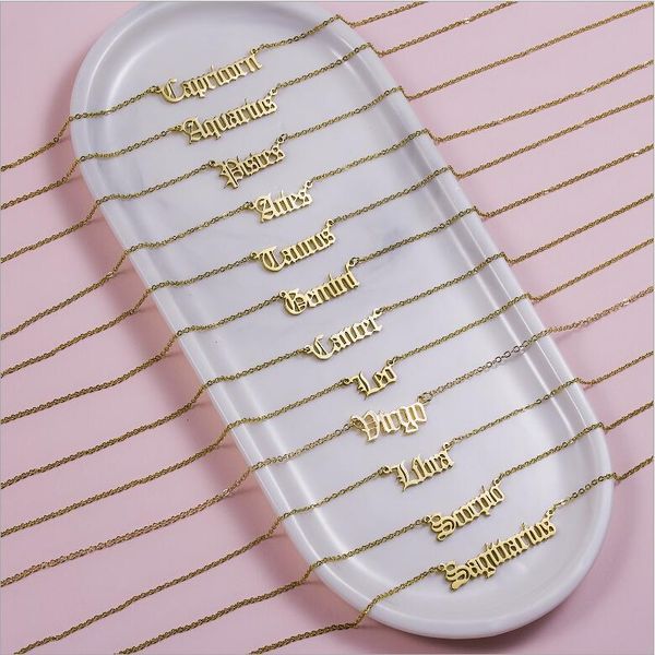 stainless steel zodiac sign letter pendant necklaces for women aries to piesces horoscope constellations necklace vintage jewelry wholesale, Silver
stainless steel zodiac sign letter pendant necklaces for women aries to piesces horoscope constellations necklace vintage jewelry wholesale, Silver