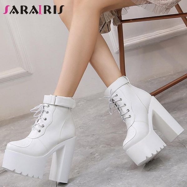 sarairis platform hook loop lace up boots women brand design fashion boots ladies solid block heel ankle shoes, Black
sarairis platform hook loop lace up boots women brand design fashion boots ladies solid block heel ankle shoes, Black