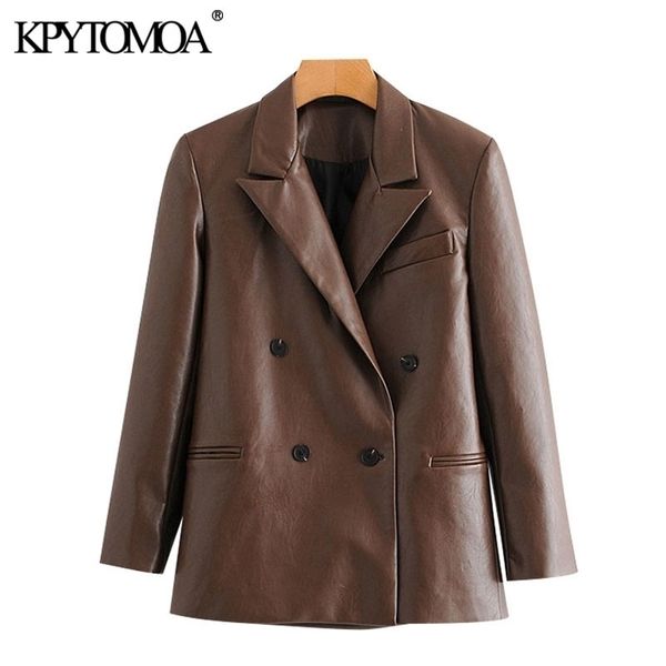 kpytomoa women fashion double breasted faux leather blazers coat vintage notched long sleeve female outerwear chic 201201, White;black
kpytomoa women fashion double breasted faux leather blazers coat vintage notched long sleeve female outerwear chic 201201, White;black