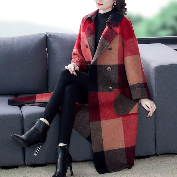 plaid woolen coat women's winter new hepburn coat small mid-length suit woolen fashion casaco feminino, Black
plaid woolen coat women's winter new hepburn coat small mid-length suit woolen fashion casaco feminino, Black