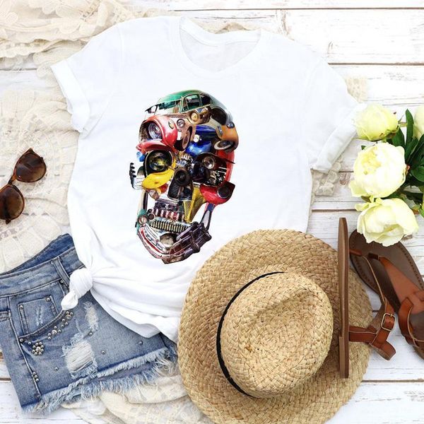 women graphic lady fashion cartoon car horror skull streetwear tees print t shirt clothing female shirt womens t-shirt, White 
women graphic lady fashion cartoon car horror skull streetwear tees print t shirt clothing female shirt womens t-shirt, White