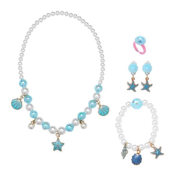 5pc kids mermaid princess cosplay ocean pearl necklace bracelet ear clip ring shell starfish conch girl accessories set with box
5pc kids mermaid princess cosplay ocean pearl necklace bracelet ear clip ring shell starfish conch girl accessories set with box