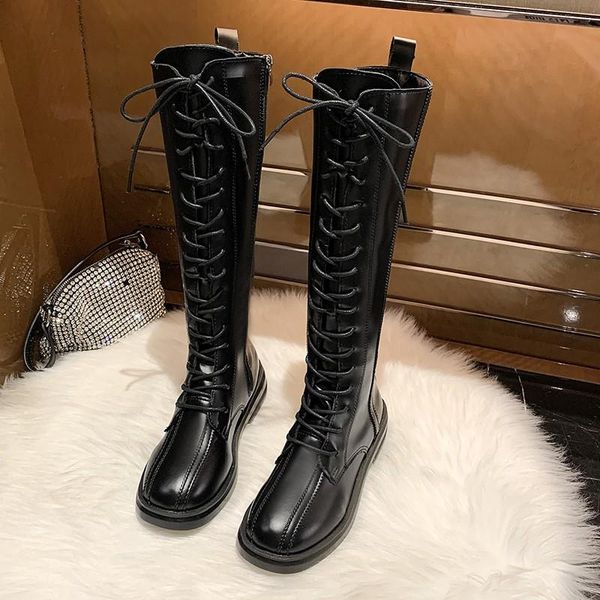 boots retro boot british style knee-high women round toe with chunky heels long zapatos de mujer, Black
boots retro boot british style knee-high women round toe with chunky heels long zapatos de mujer, Black