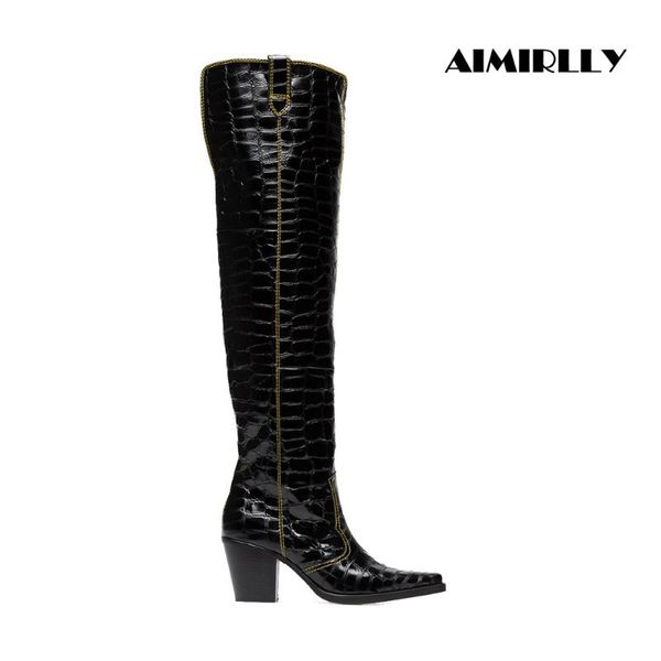 womens shoes square toe over the knee boots block heel crocodile pattern black patent leather ladies winter long boots aimirlly
womens shoes square toe over the knee boots block heel crocodile pattern black patent leather ladies winter long boots aimirlly