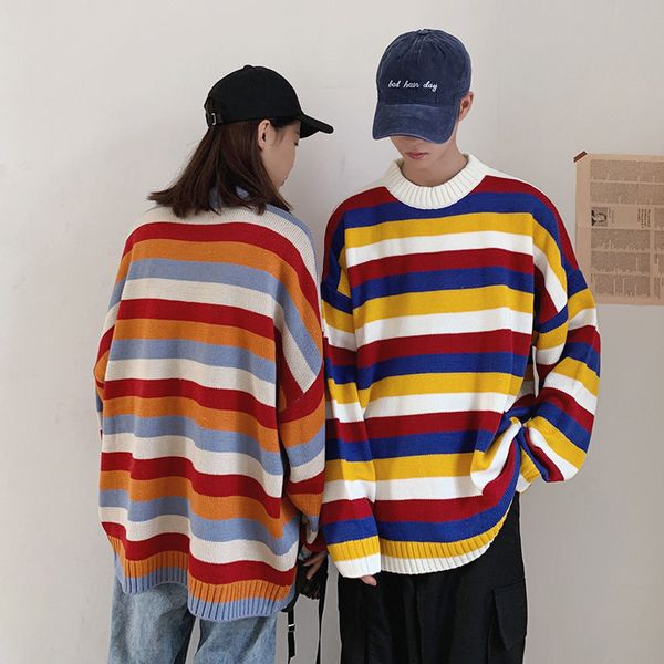 winter striped sweater men's warm and fashionable hit color casual knit pullover men streetwear loose couple sweaters clothes, White;black
winter striped sweater men's warm and fashionable hit color casual knit pullover men streetwear loose couple sweaters clothes, White;black