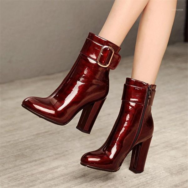 pxelena fashion office lady square high heels ankle boots patent leather women winter shoes round toe buckle zip plus size 34-431, Black
pxelena fashion office lady square high heels ankle boots patent leather women winter shoes round toe buckle zip plus size 34-431, Black